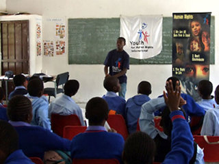 Students in South Africa participate in a Youth for Human Rights workshop on human rights