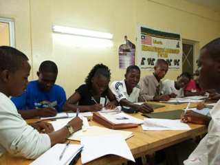 Students working in Liberia.